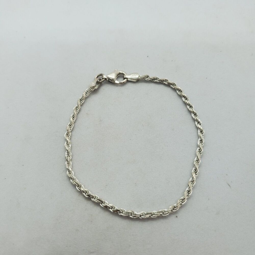 7" Sterling Silver Rope Chain Bracelet 925